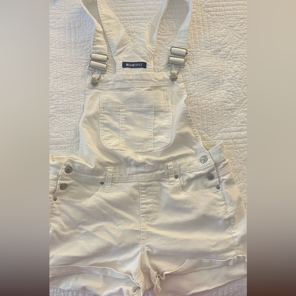 Blue Spice White Shorts Overalls